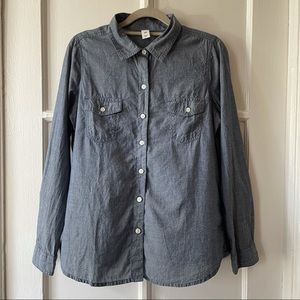Denim blue cotton button up shirt